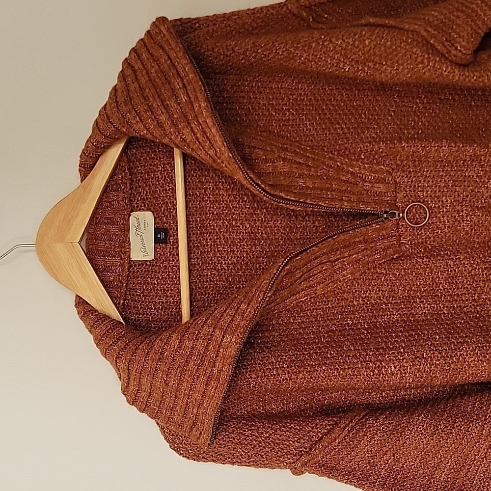 Universal Thread Quater Zip Rust Chunky Knit Ribb… - image 4